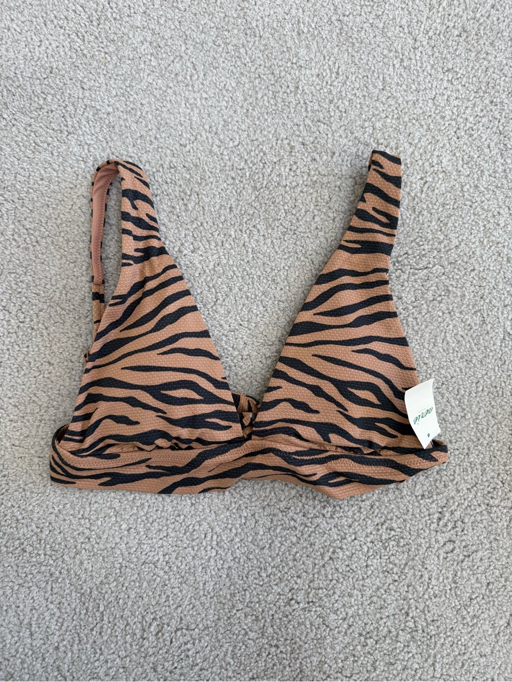 aerie Brown and Black Zebra Print Bikini Top